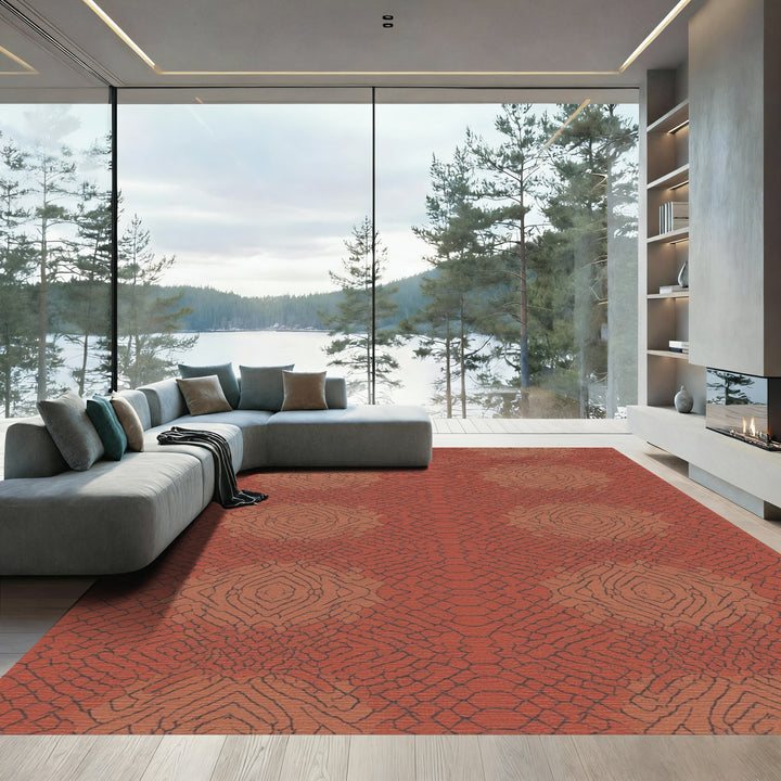 Rustic Terracotta Snake Skin Medallion Rug