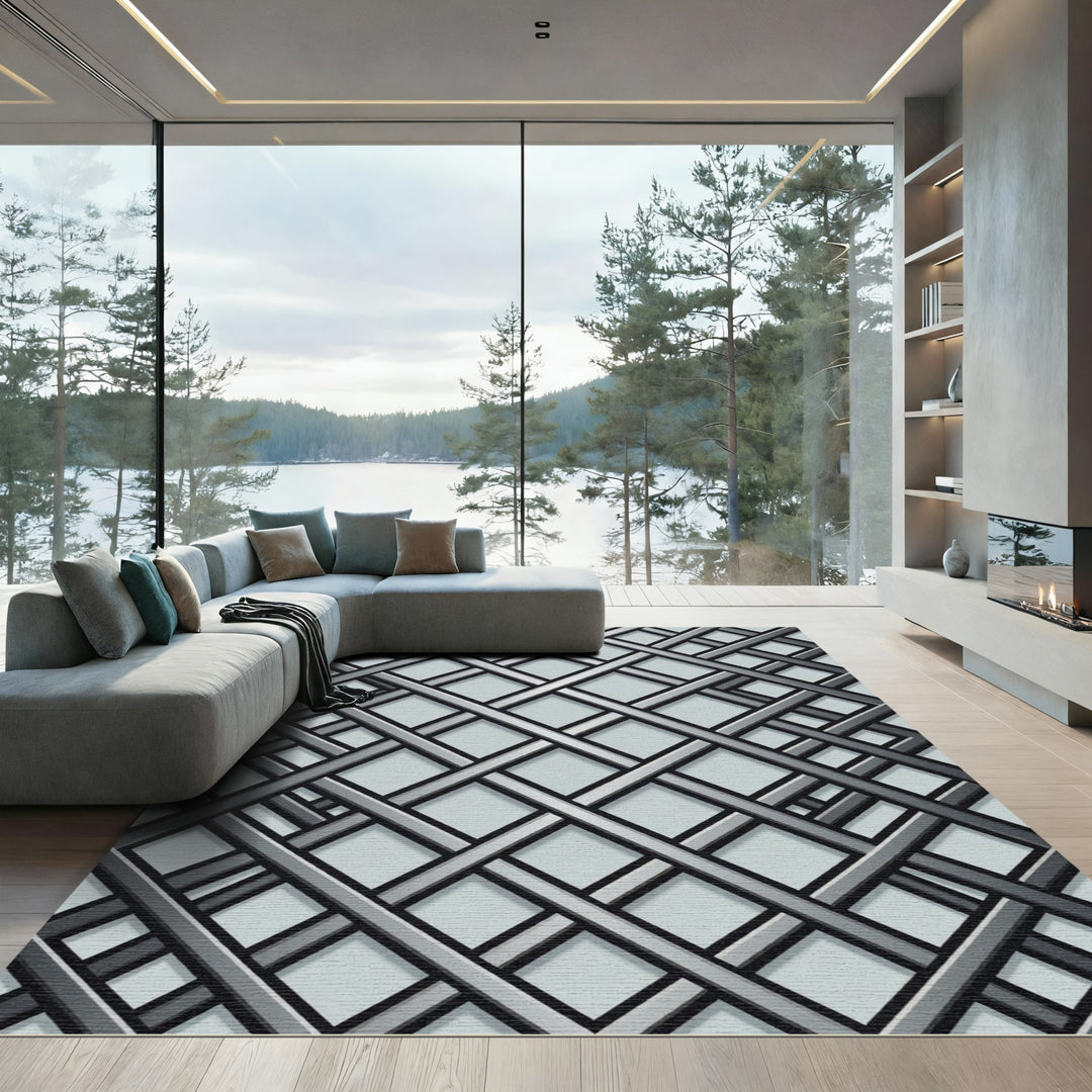 Modern Metallic Interlocking Strands Rug
