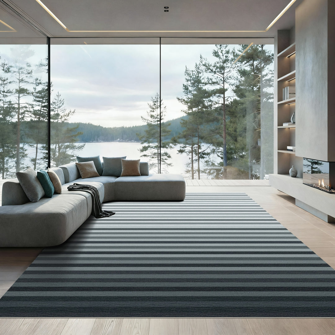 Gradient Gray Horizontal Stripe Rug