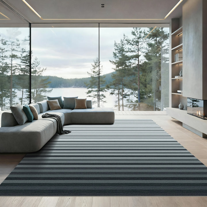 Gradient Gray Horizontal Stripe Rug