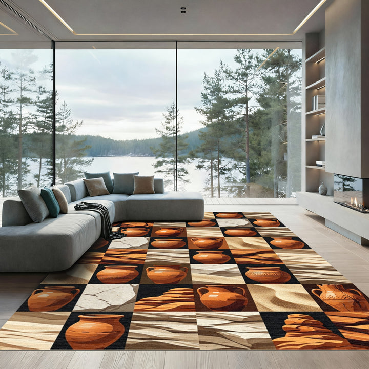 Earthy Tone Ancient Pottery Rug