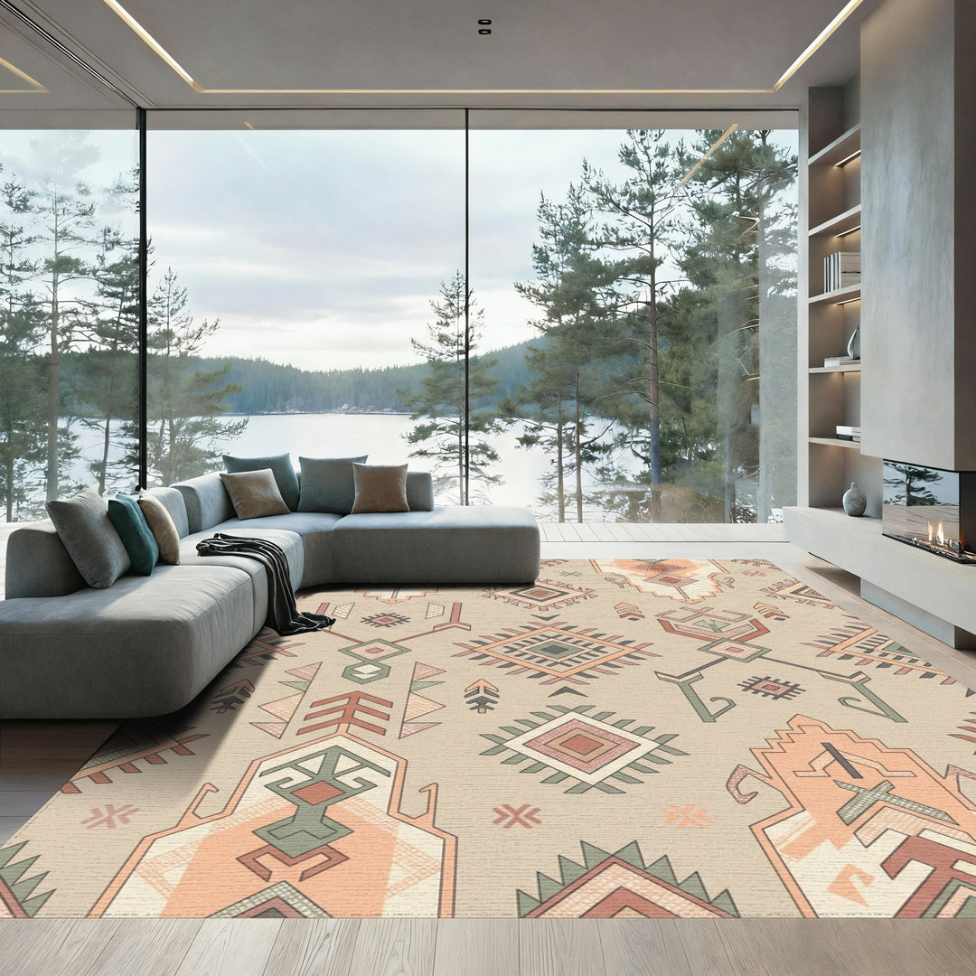 Geometric Earthy Tone Tribal Rug