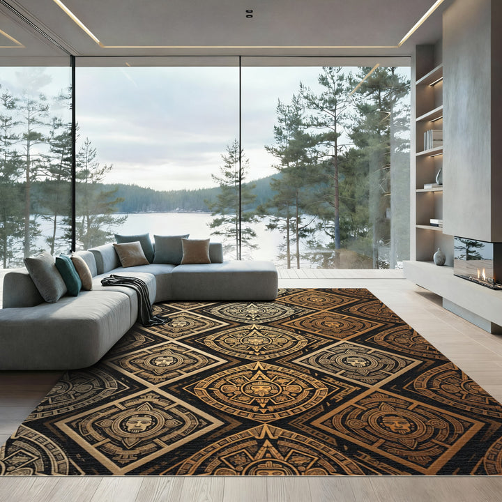Ancient Gold Sun Medallion Diamonds Rug