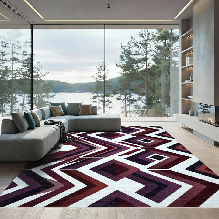 Bold Plum Chevron Diamond Rug
