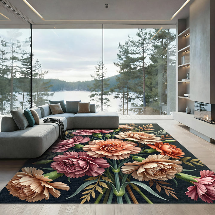 Soft Pink Apricot Carnation Bouquet Rug
