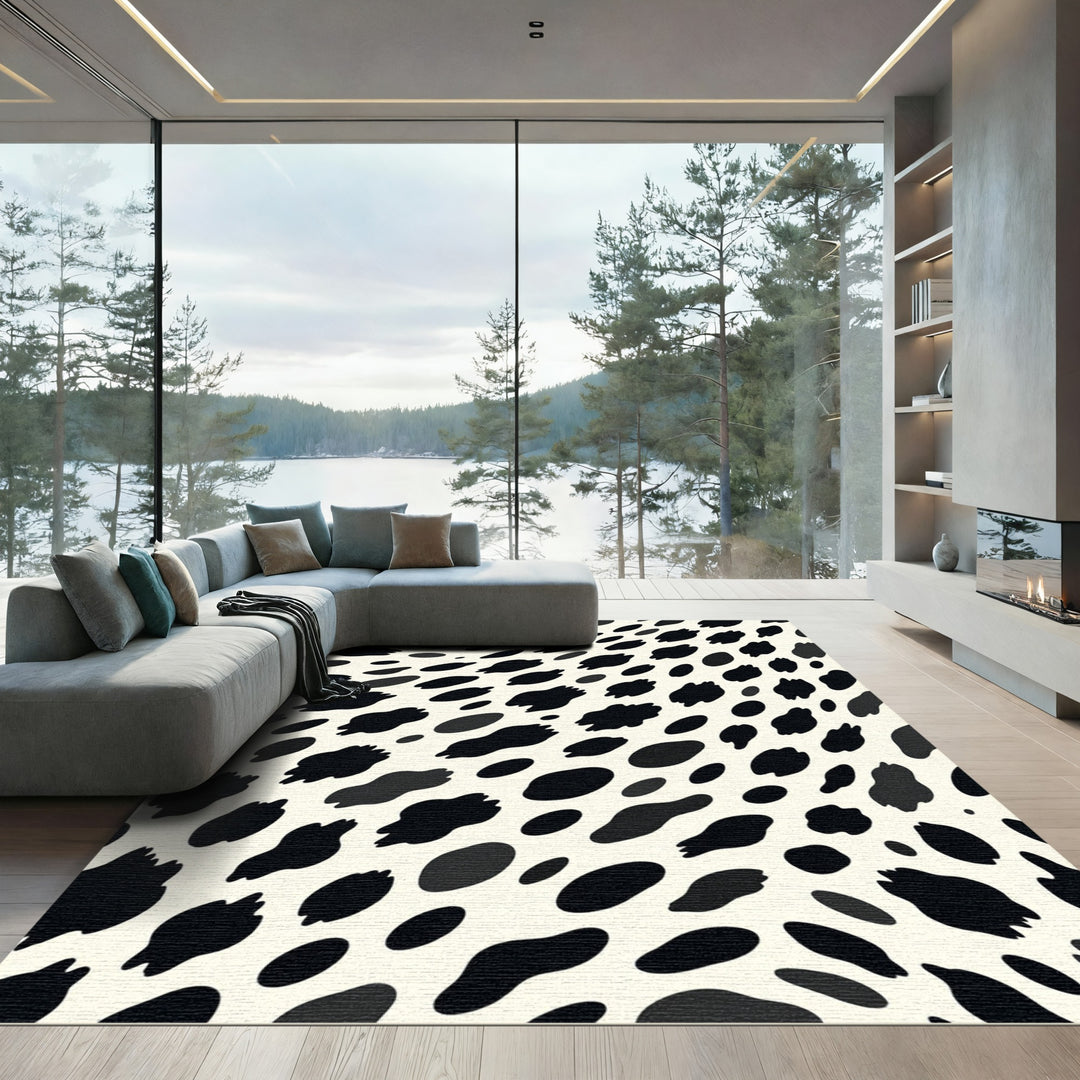 Bold Black Cow Spots Rug