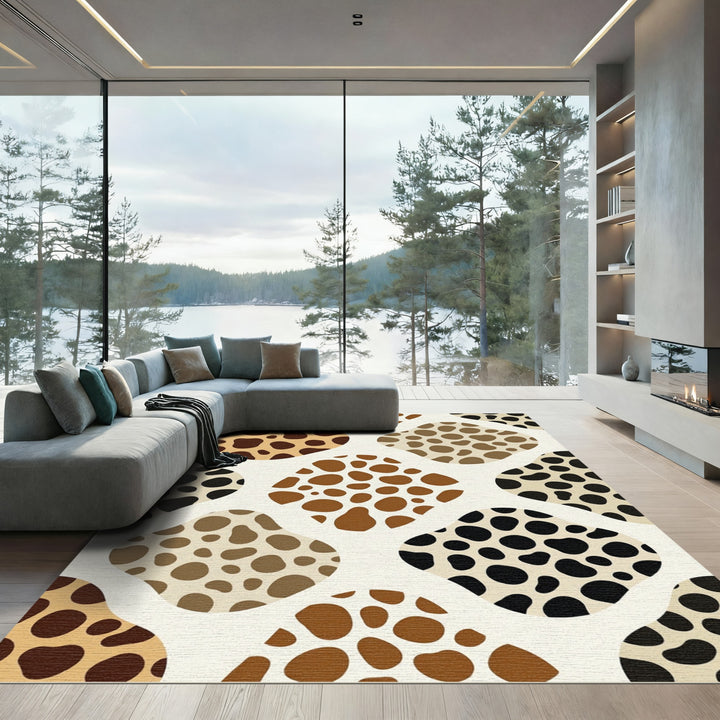 Abstract Spotted Ochre Brown Rug