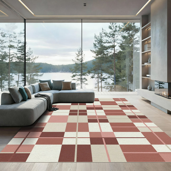 Modern Geometric Plaid Accent Rug