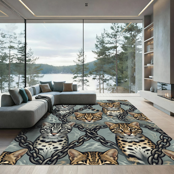 Wild Cats Chain Link Repeating Rug
