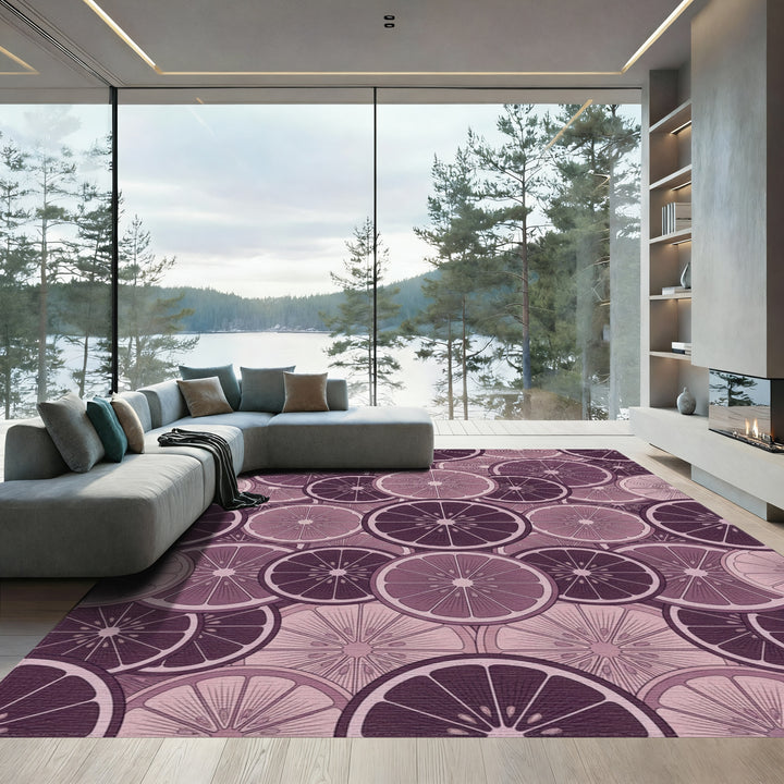 Mauve Citrus Slice Collage Rug