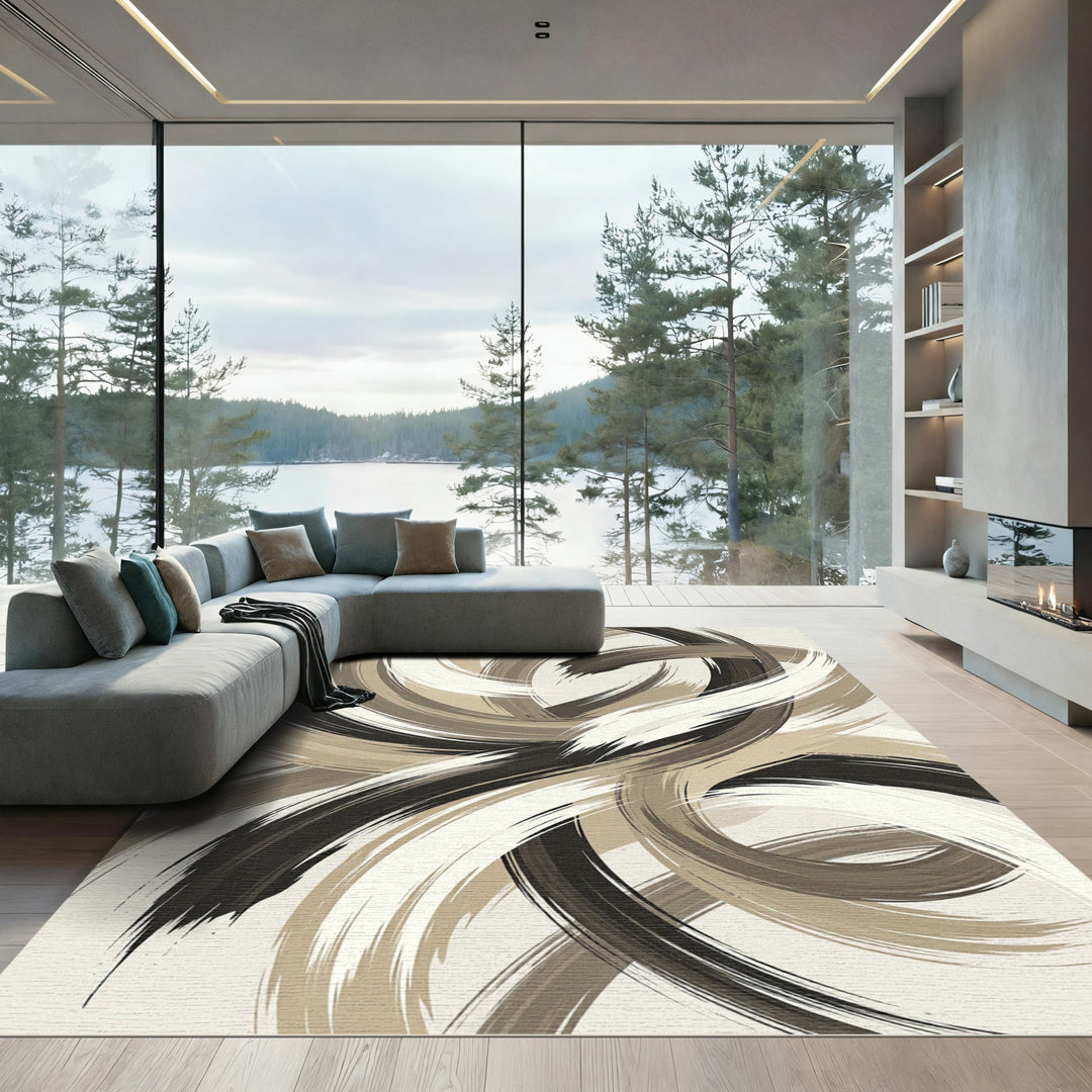 Abstract Swirl Brush Stroke Rug