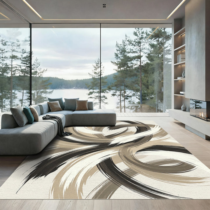 Abstract Swirl Brush Stroke Rug