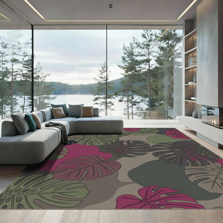 Monstera Leaves Camouflage Color Rug