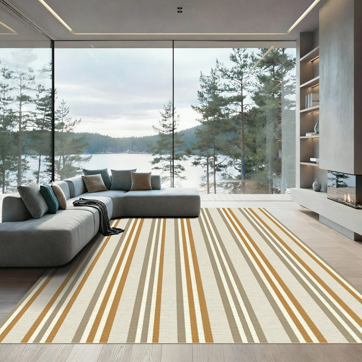 Classic Warm Neutral Stripe Rug