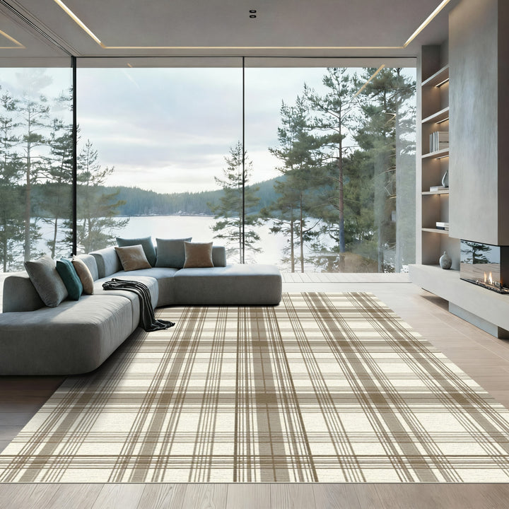 Classic Brown Tartan Plaid Rug