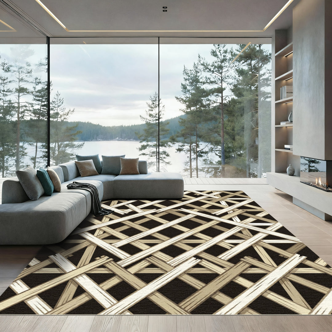 Rustic Wood Lattice Rug