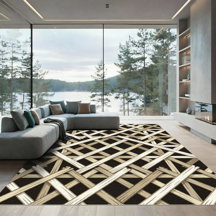 Rustic Wood Lattice Rug
