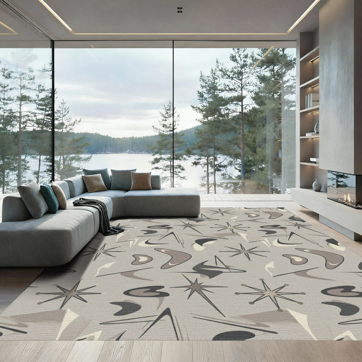 Mid Century Atomic Starburst Boomerang Rug