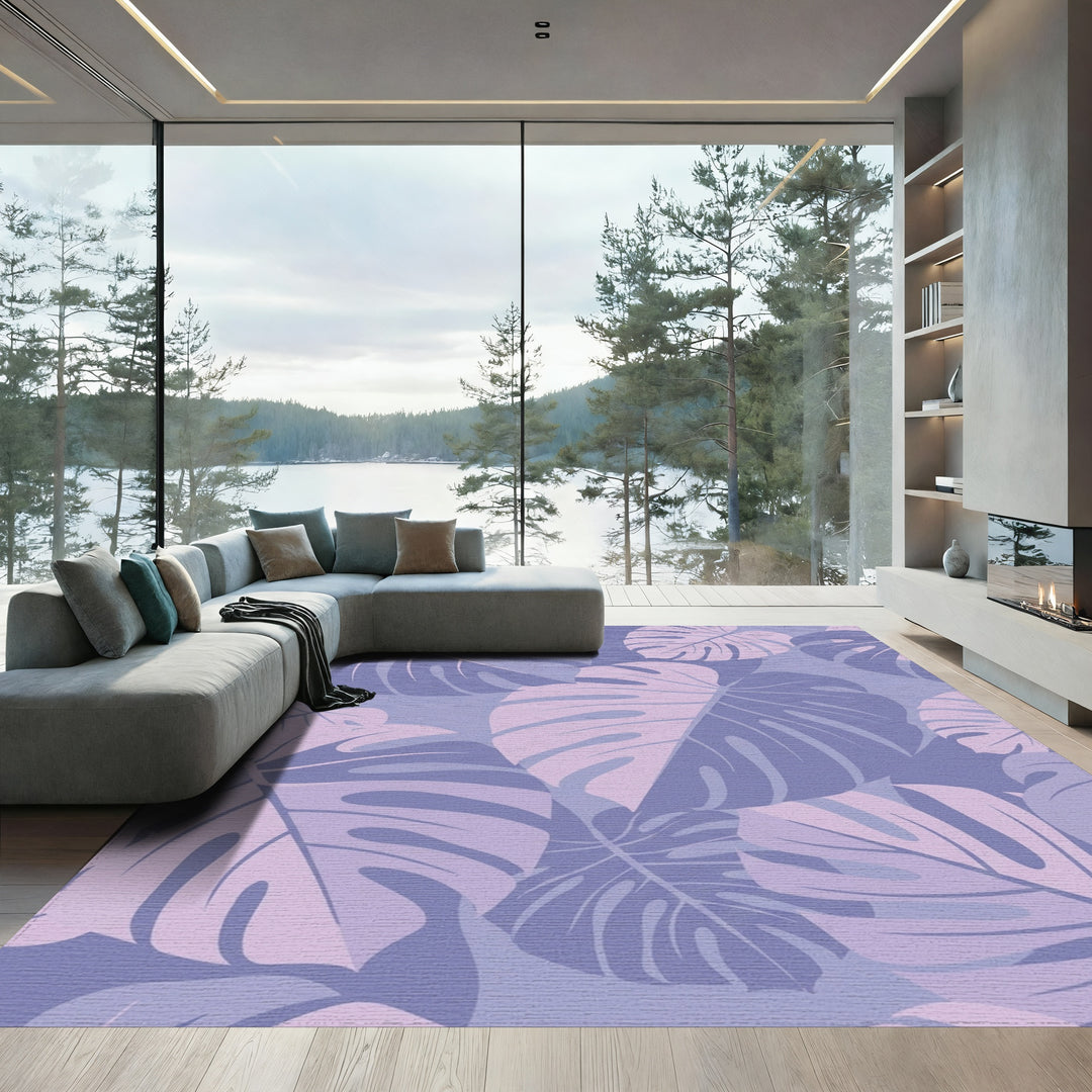 Lavender Monstera Leafy Blanket Rug