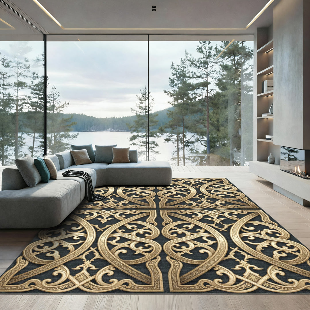 Golden Celtic Knot Weave Rug
