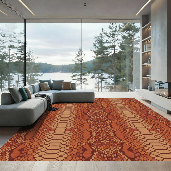 Terracotta Snake Scale Imprint Rug