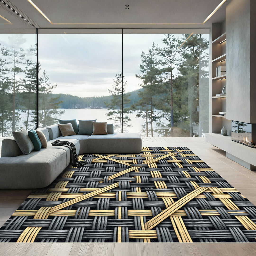 Textured Tan and Gray Woven Surface Rug