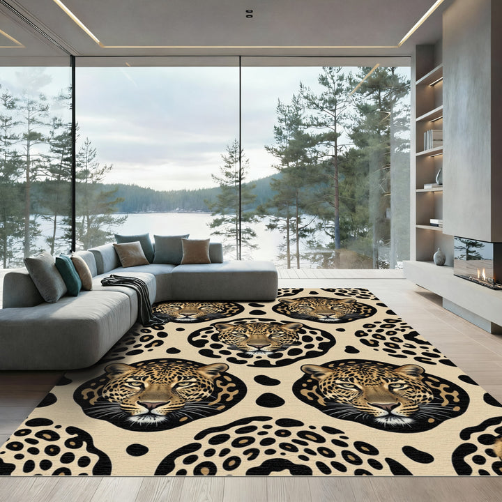 Bold Leopard Spot And Face Rug