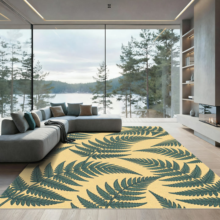 Fern Leaf Serene Green Yellow Rug