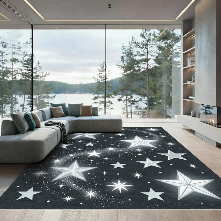 Cosmic Starry Night Glowing Stars Rug