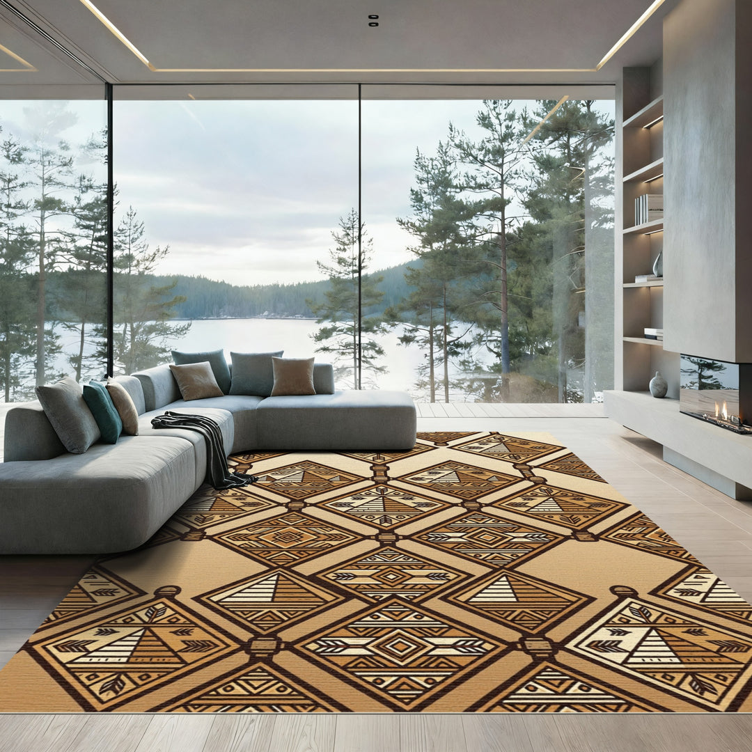 Ancient Egyptian Geometric Diamond Rug