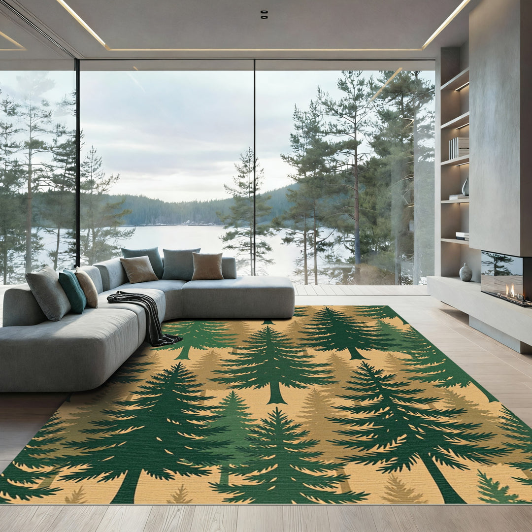 Evergreen Forest Silhouette Rug