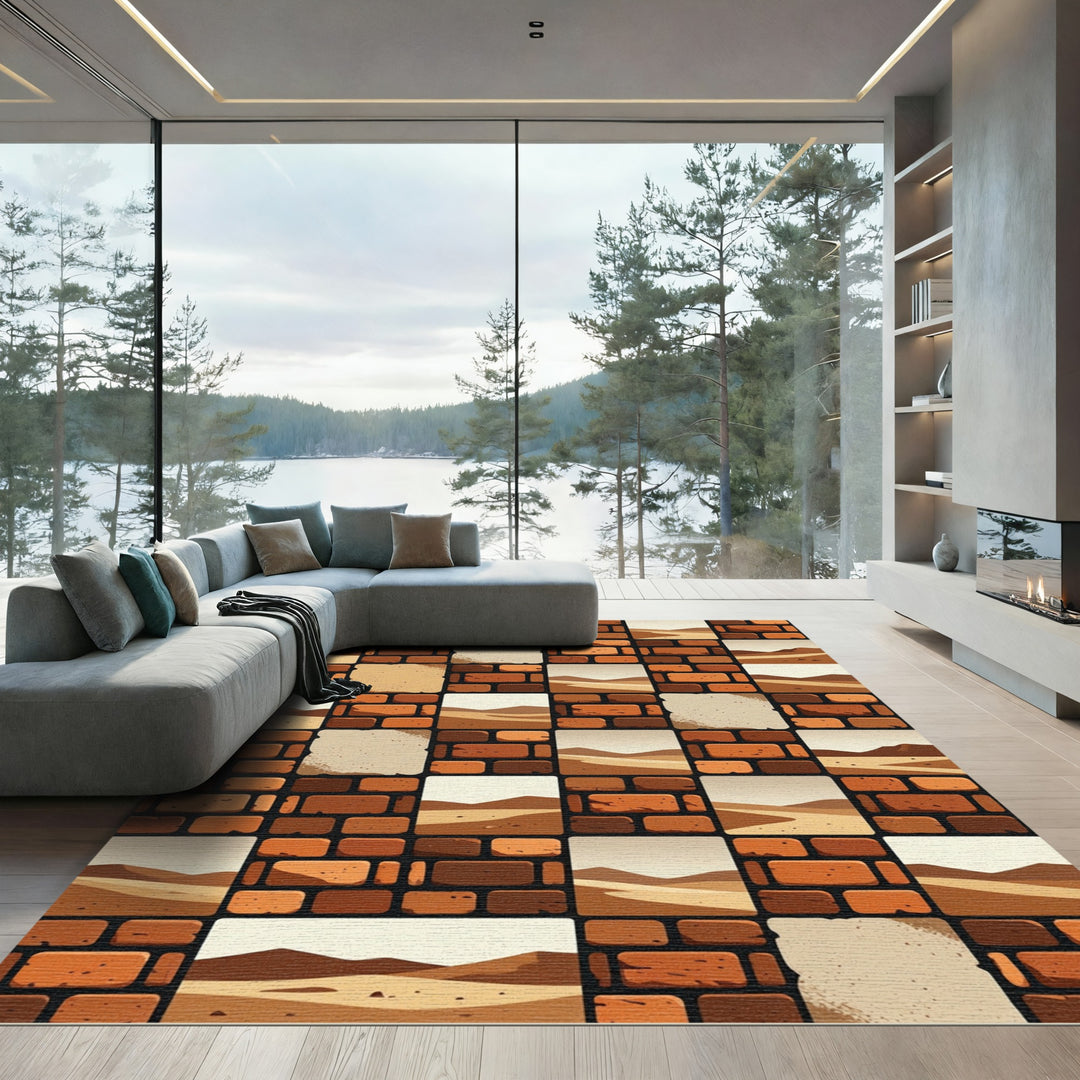 Desert Landscape Bricks Rug