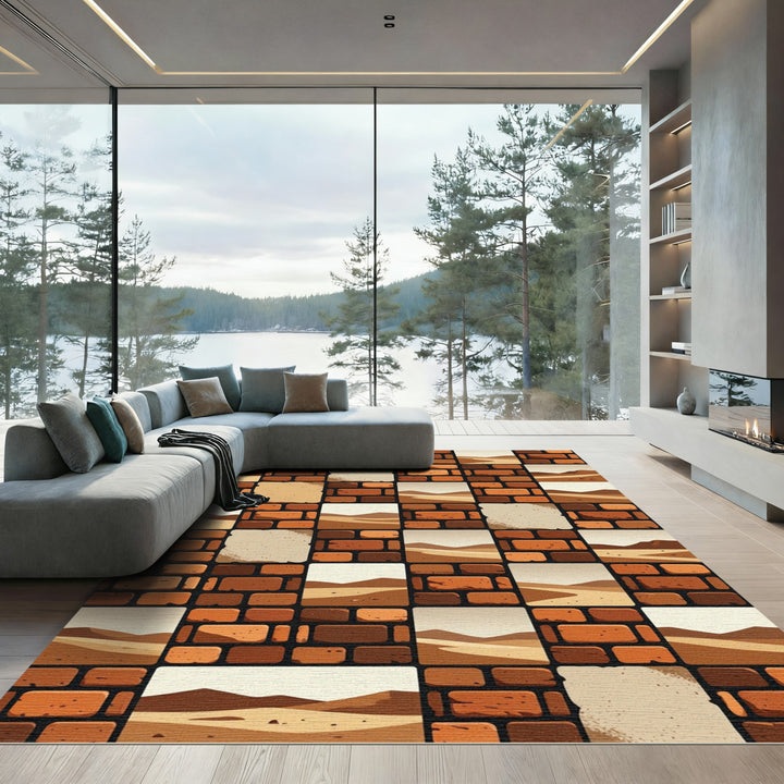 Desert Landscape Bricks Rug