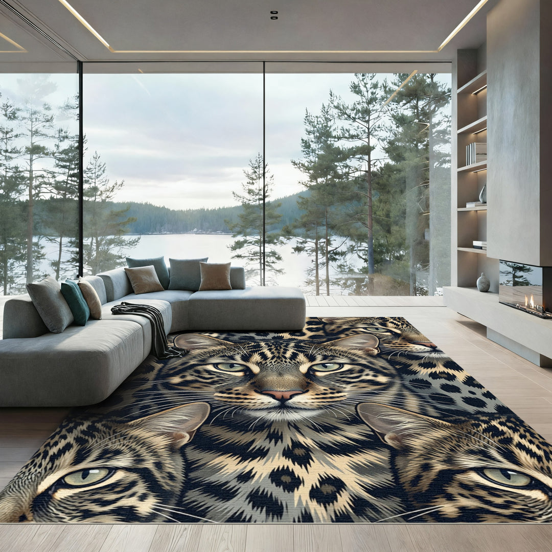 Leopard Face Regal Portrait Aura Rug