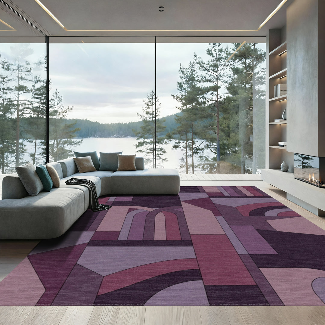 Geometric Arch Abstract Purple Rug