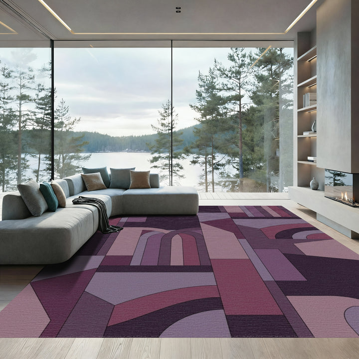 Geometric Arch Abstract Purple Rug
