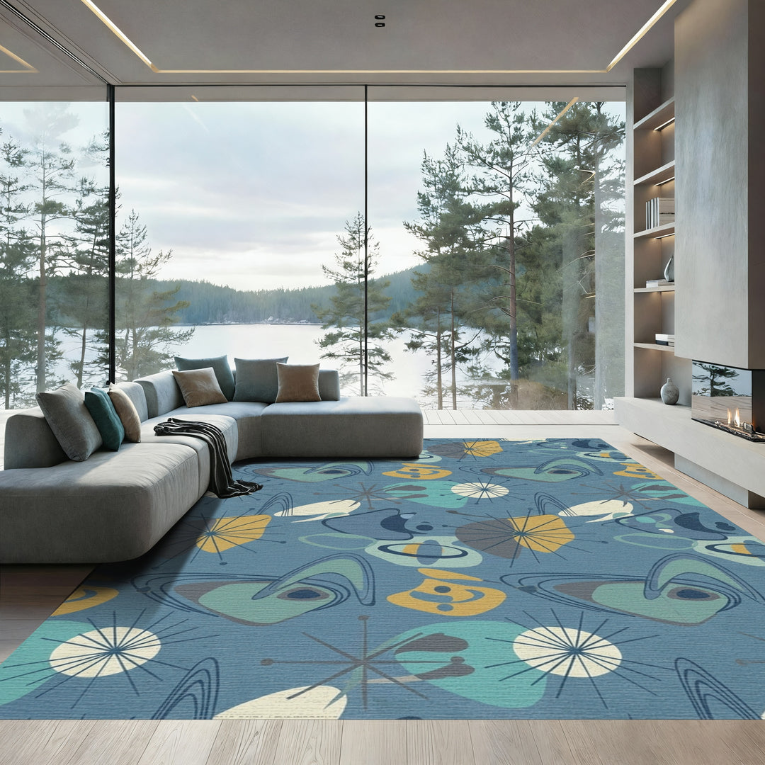 Atomic Mid Century Starburst Shapes Rug