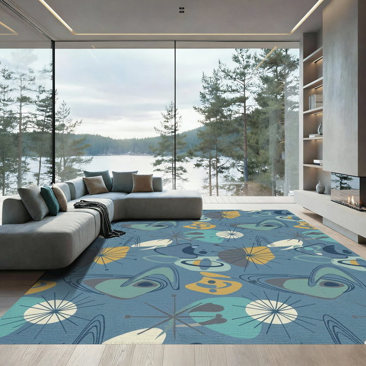 Atomic Mid Century Starburst Shapes Rug