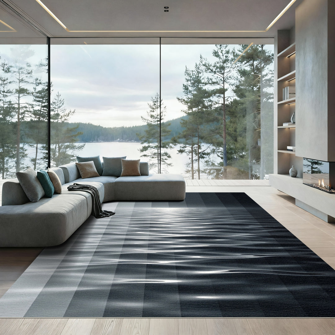 Monochromatic Abstract Water Reflections Rug