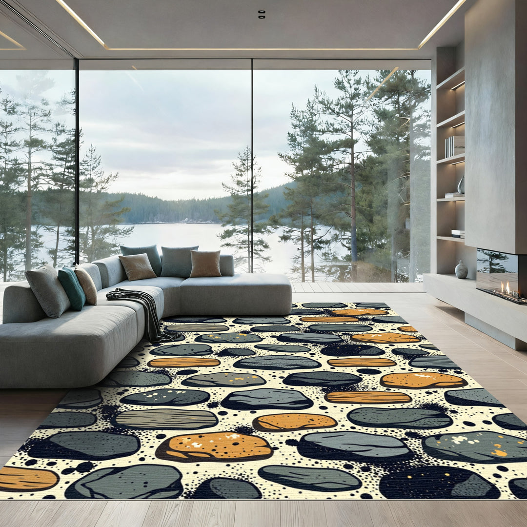 Tonal Pebbles Texture Scattered Composition Rug