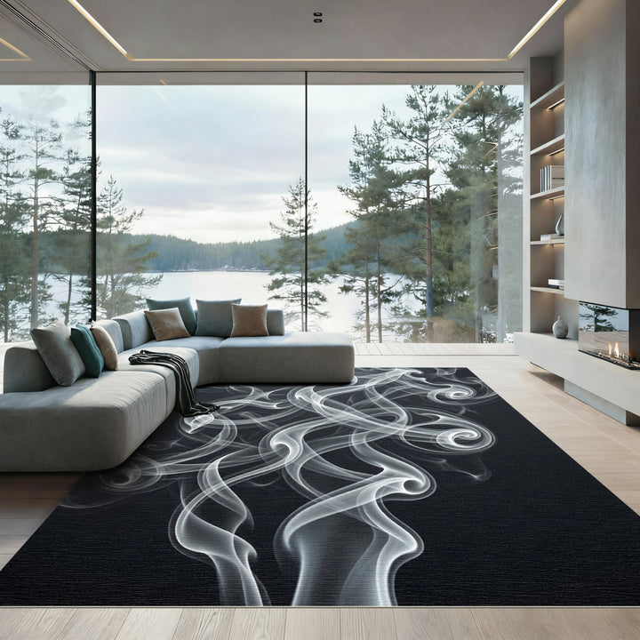 Abstract Smoke Swirl Rug
