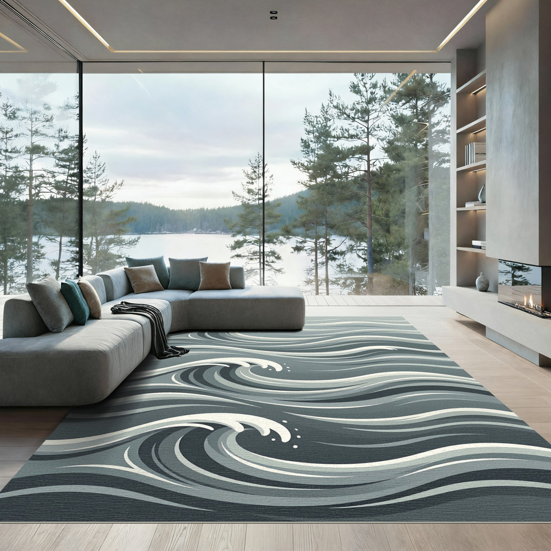 Monochrome Rippling Water Rug