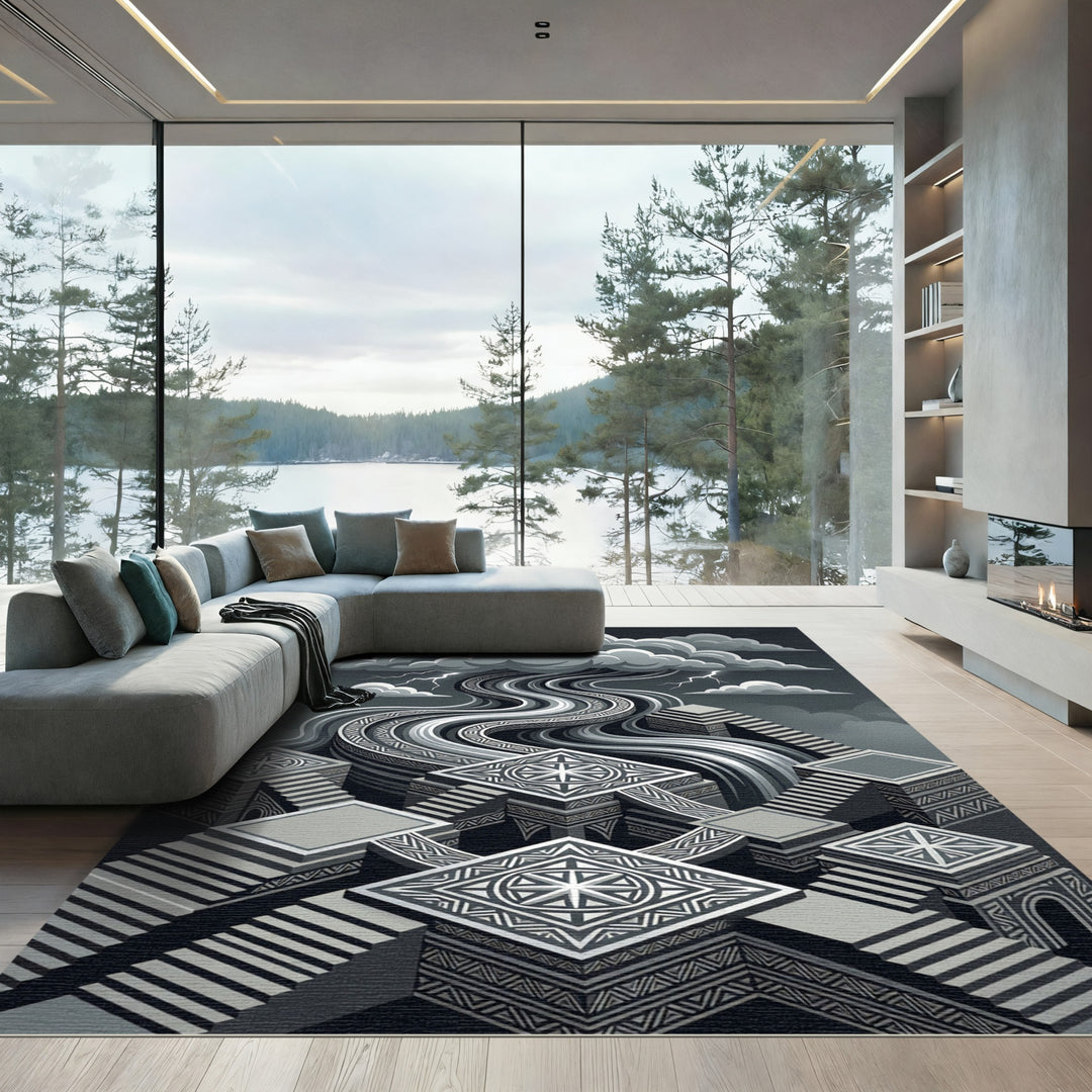 Monochromatic Geometric Thunderstorm Rug