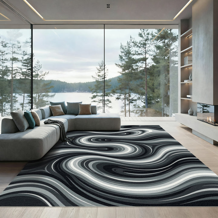 Monochromatic Swirling Abstract Rug