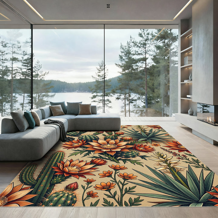 Desert Bloom Cactus Floral Rug