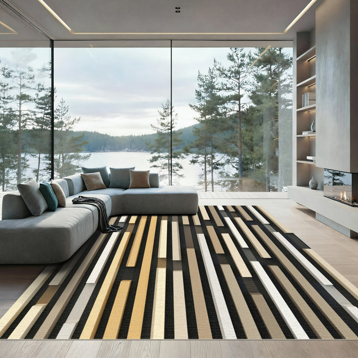 Modern Vertical Wood Plank Rug