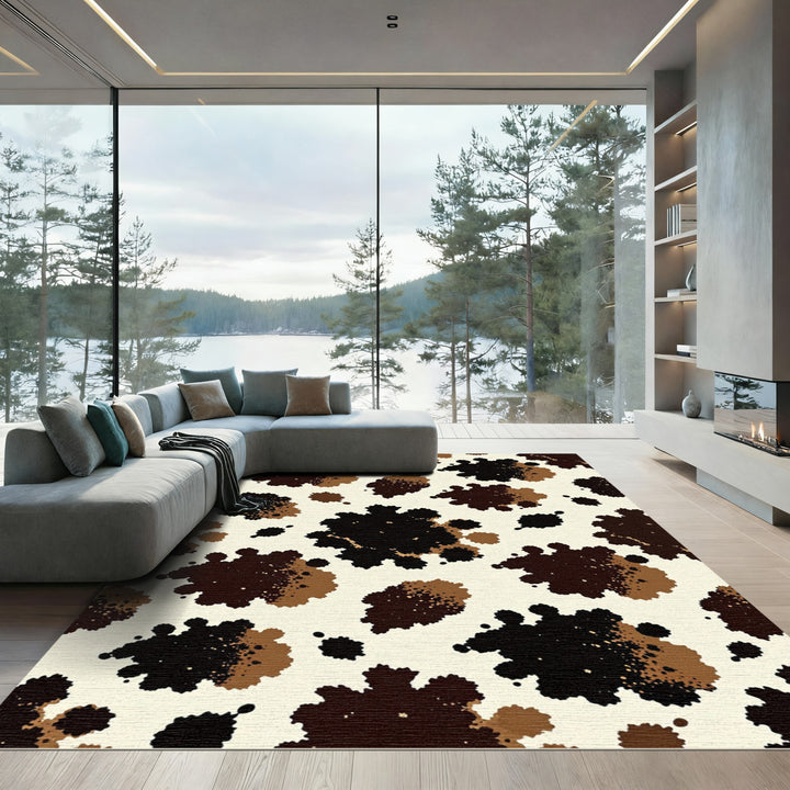 Bold Brown Black Splatter Rug