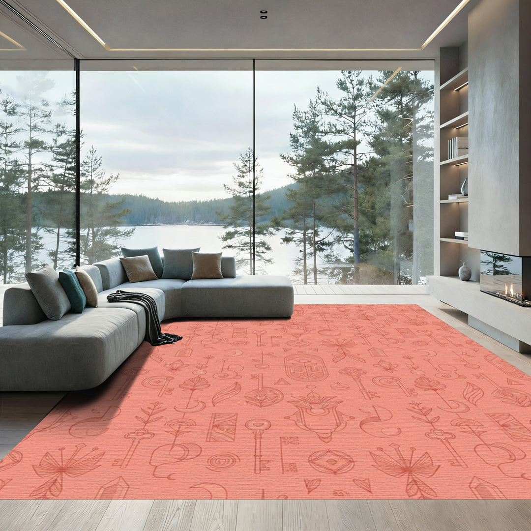 Coral Keys Botanical Celestial Arrangement Rug
