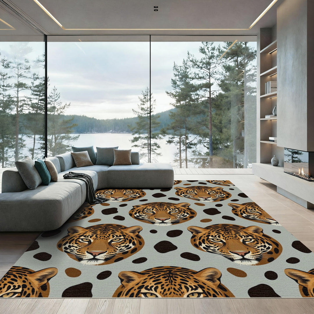 Jaguar Spots Seamless Gray Rug