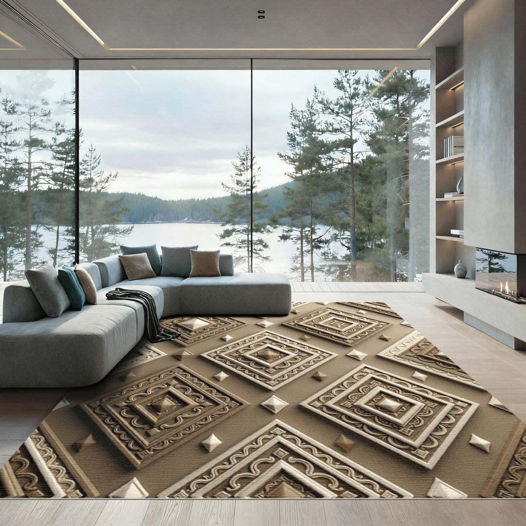 Earthy Toned Diamond Relief Rug